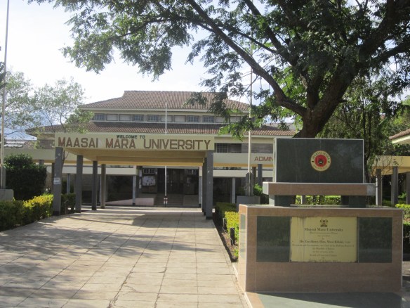 Main entrance of Maasai Mara University with the student library in the background. 
