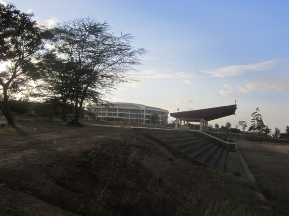 View from the sports centre towards the main lecture complex. 